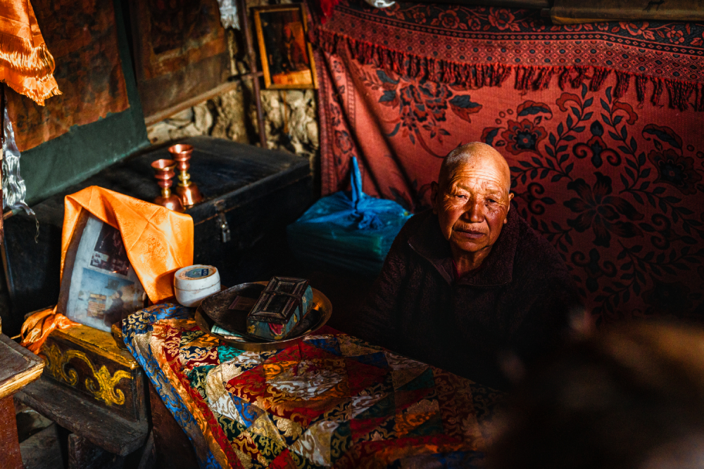 Pray With A Monk In Praken Gompa