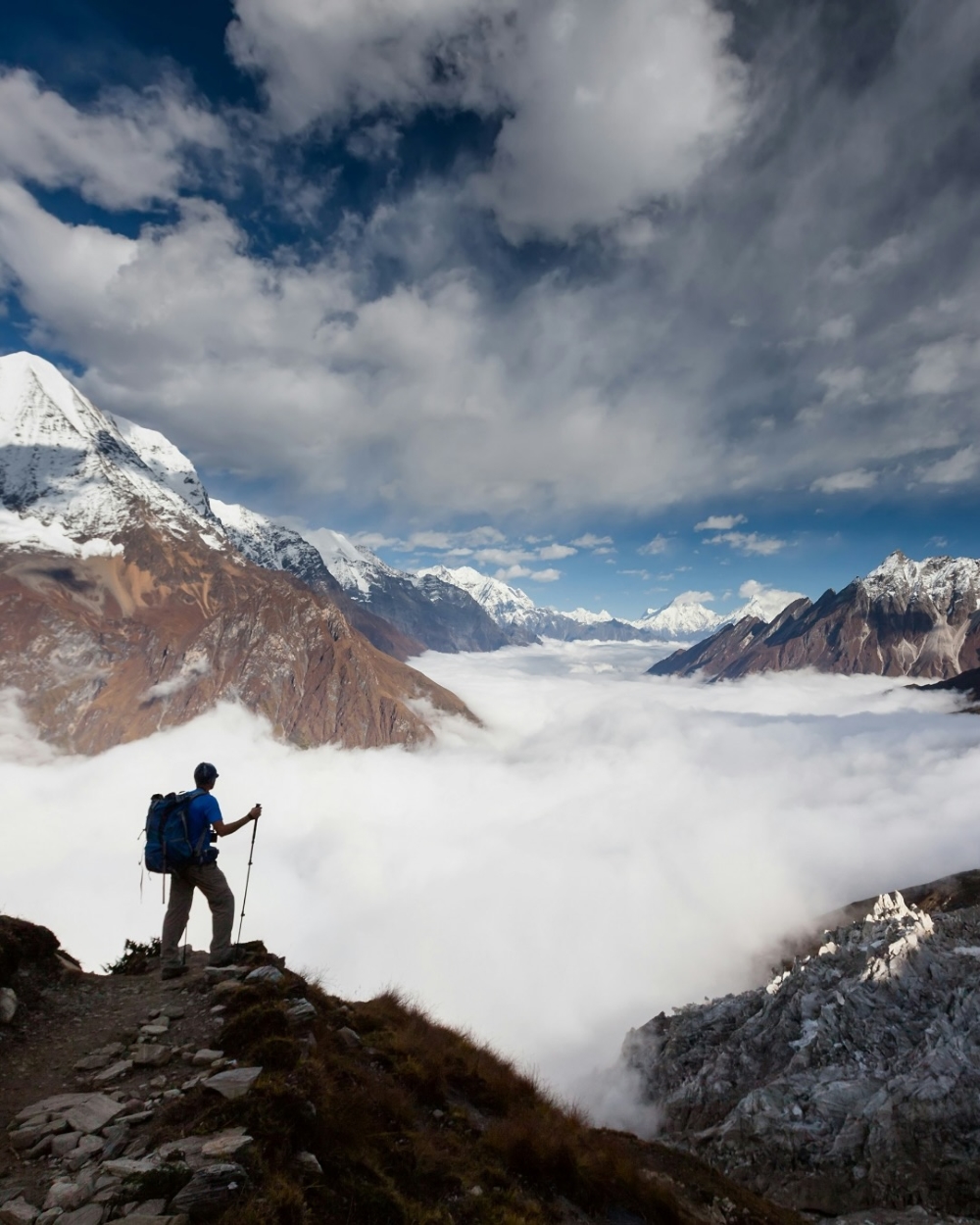 Trekker In The Manaslu Hike