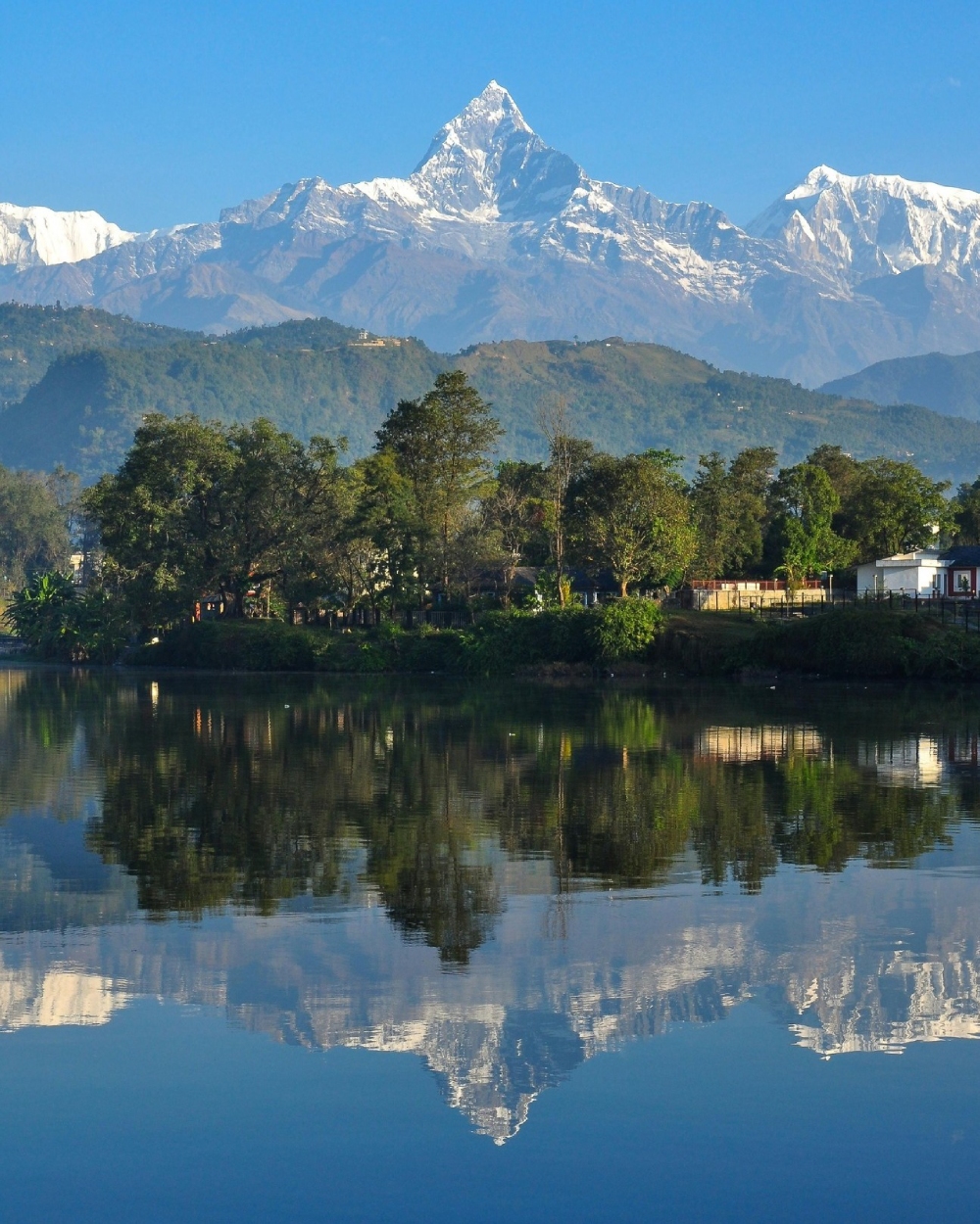 Lake Fewa As A Mirror To The Himalayas